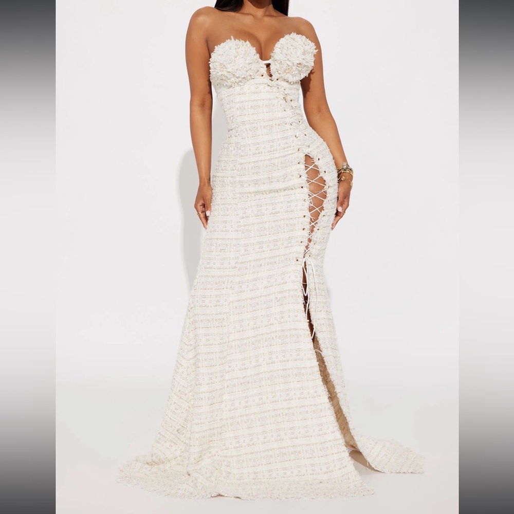 Formal Tweed Dress - Beige